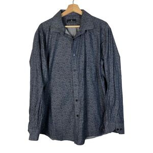 Hart Schaffner Marx Dark Blue Paisley Long Sleeve Button Down XL